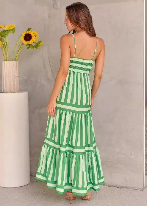 Striped Tiered Maxi Sundress