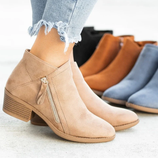 Side-Zip Block Heel Ankle Boots