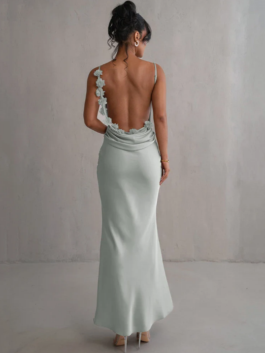 Draped Cowl Neck Gown