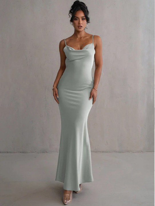Draped Cowl Neck Gown