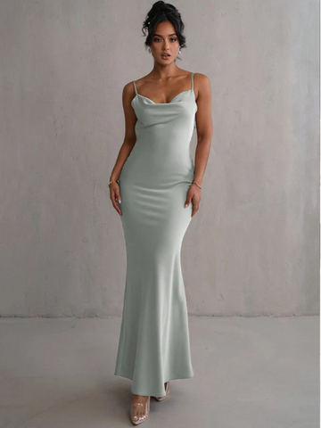 Draped Cowl Neck Gown