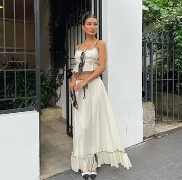 Bohemian Crop Top and Flowy Maxi Skirt Set