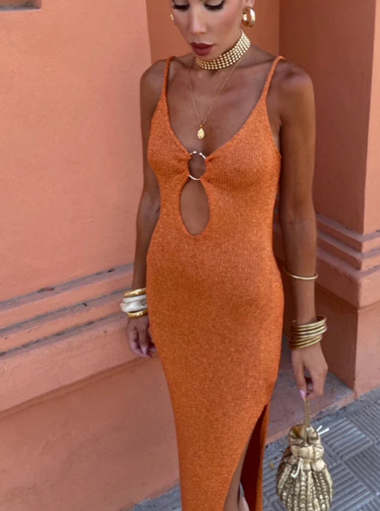 Cutout Ring Strap Maxi Dress