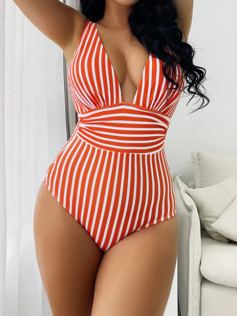 Striped Plunge One-Piece