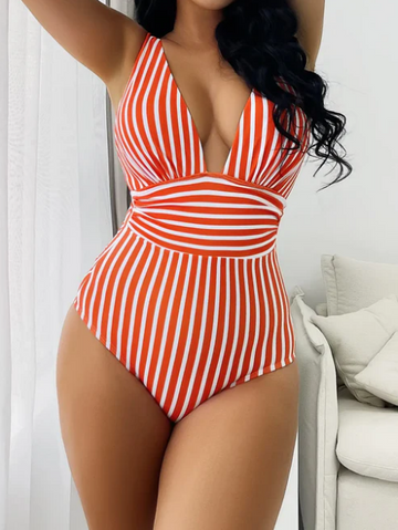 Striped Plunge One-Piece