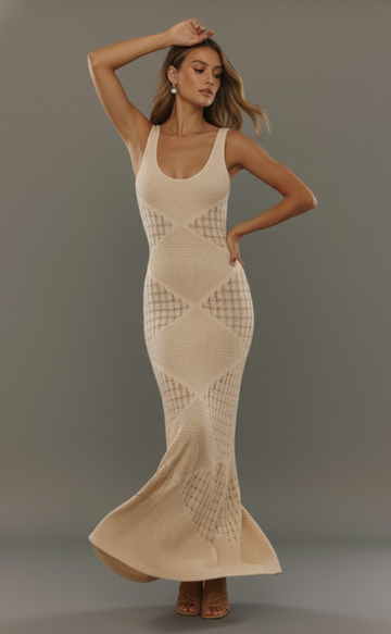 Two-Tone Knit Maxi Dress