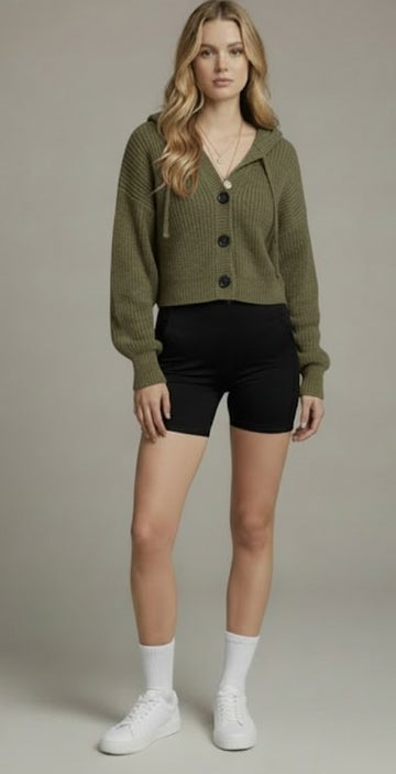 Relaxed Knit Hooded Cardigan