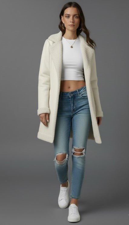 Camel Sherpa Trim Coat