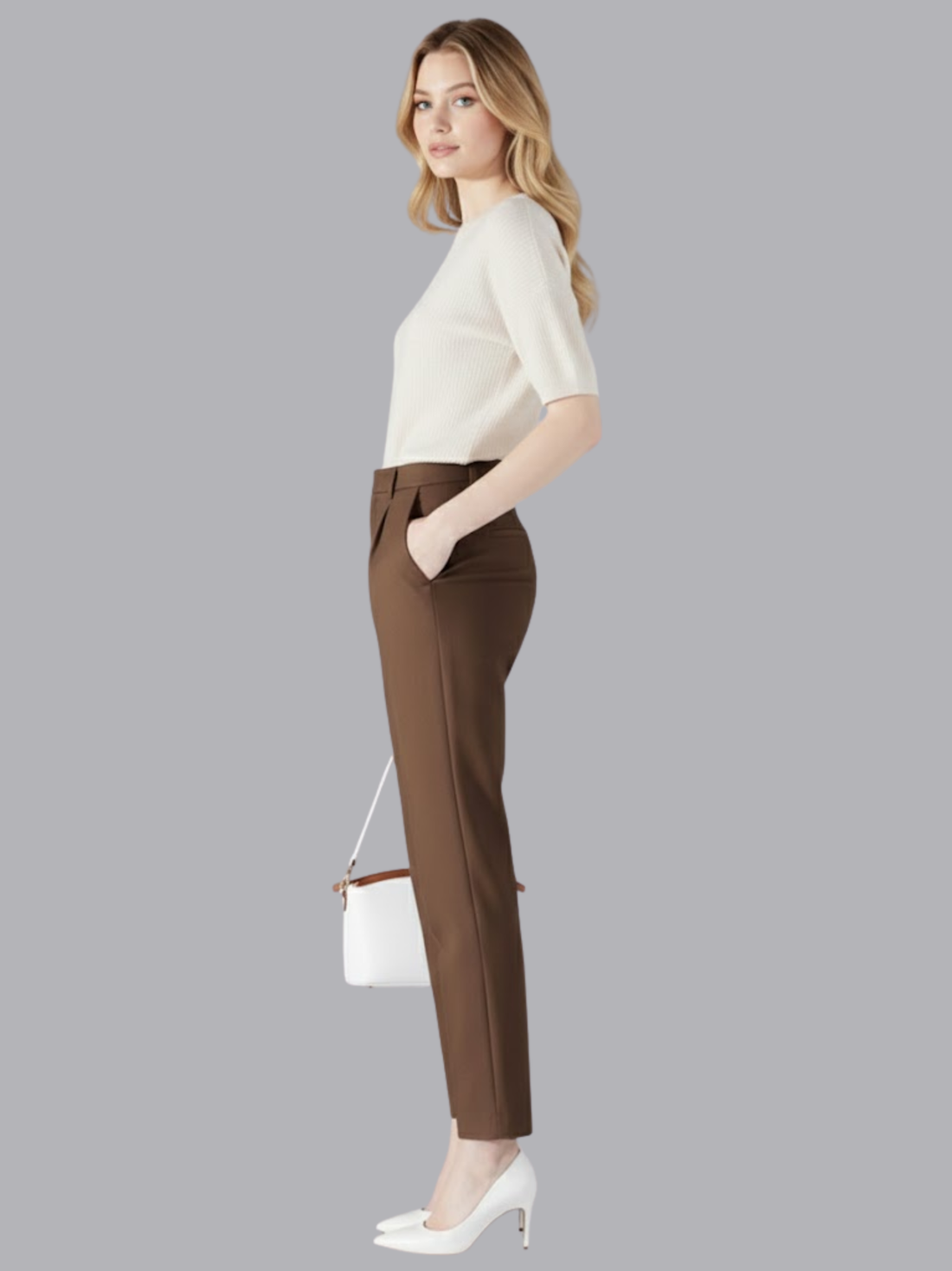 High Waist Pleated Front Trousers