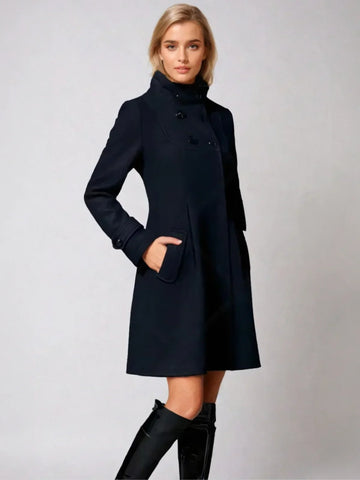 Flared Hooded Button-Up Coat