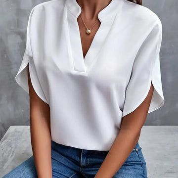Soft Drape Button Front Blouse