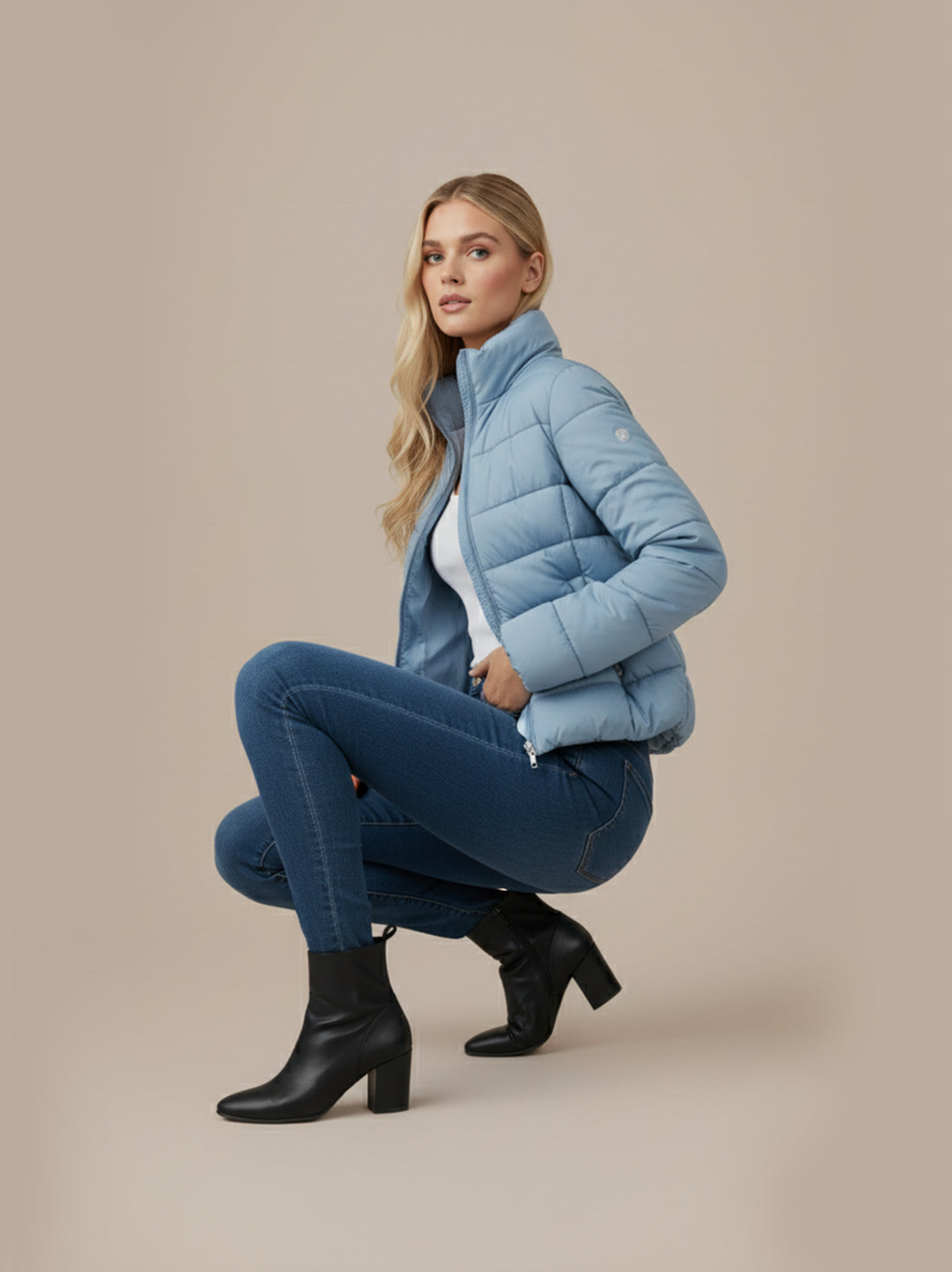 Zianna Zip Up Turtleneck Puffer Jacket with Pockets