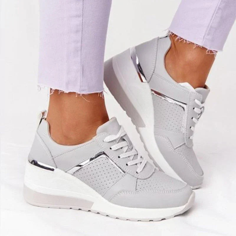 Metallic Detail Wedge Sneakers
