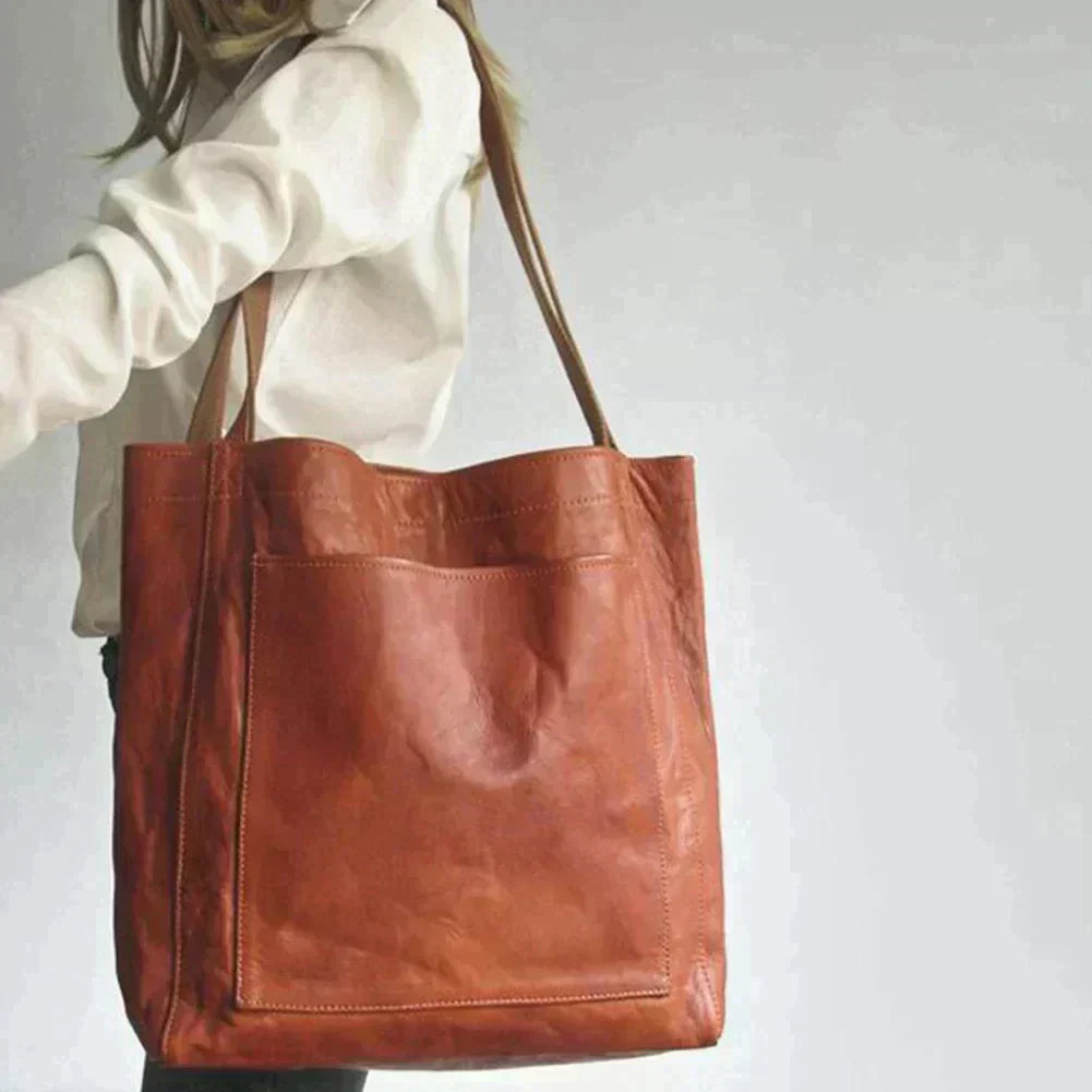 Oversized Leather Pocket Tote