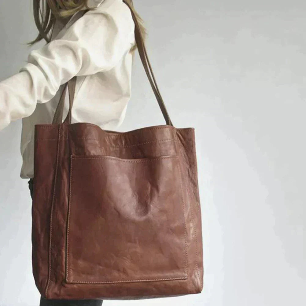 Oversized Leather Pocket Tote