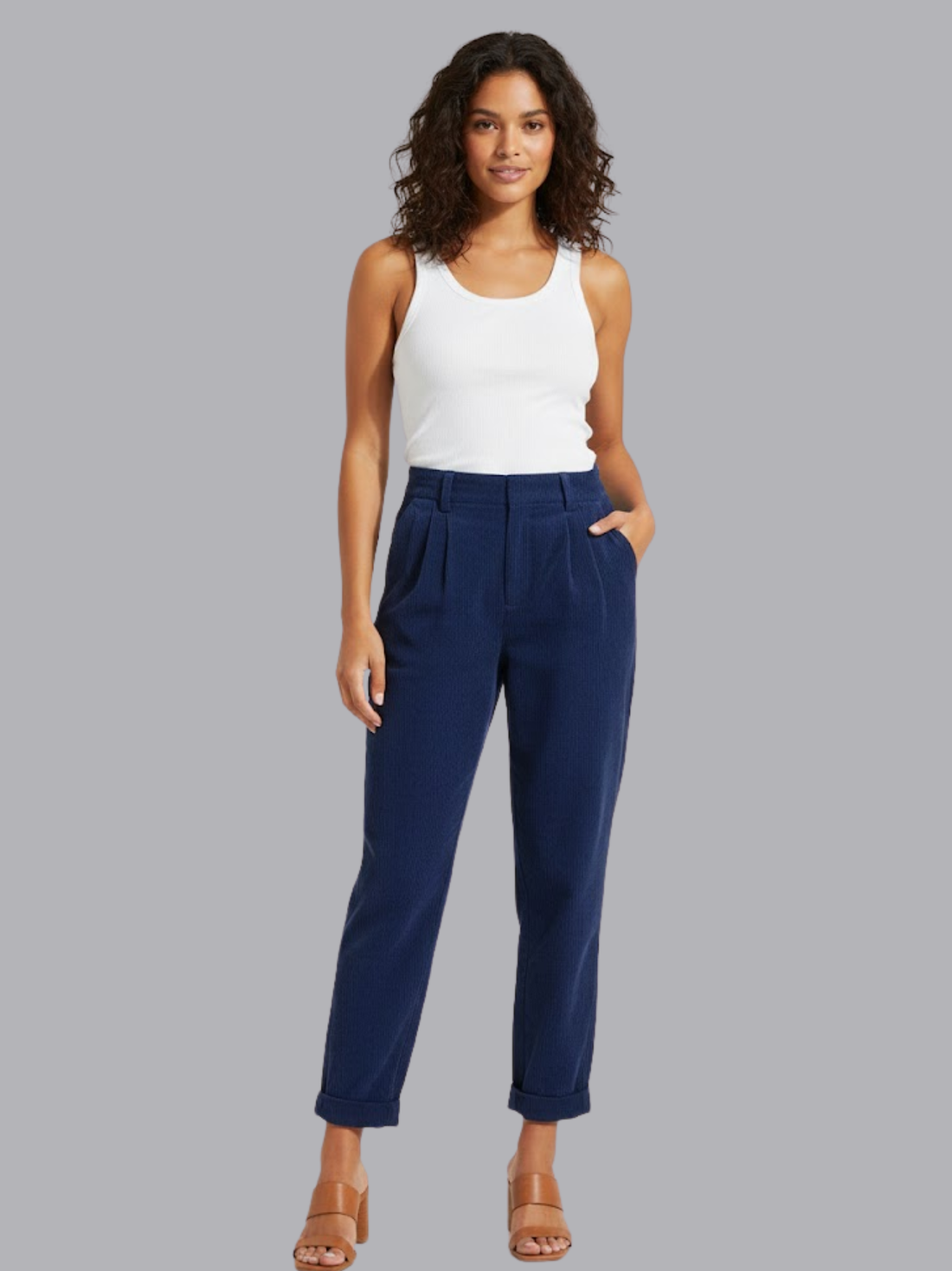 High Waist Straight Leg Corduroy Pants