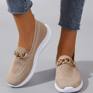 Chain Detail Knit Slip-Ons